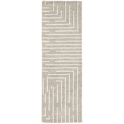 Fenner Transitional Geometric, Taupe/Ivory Area Rug | Perigold