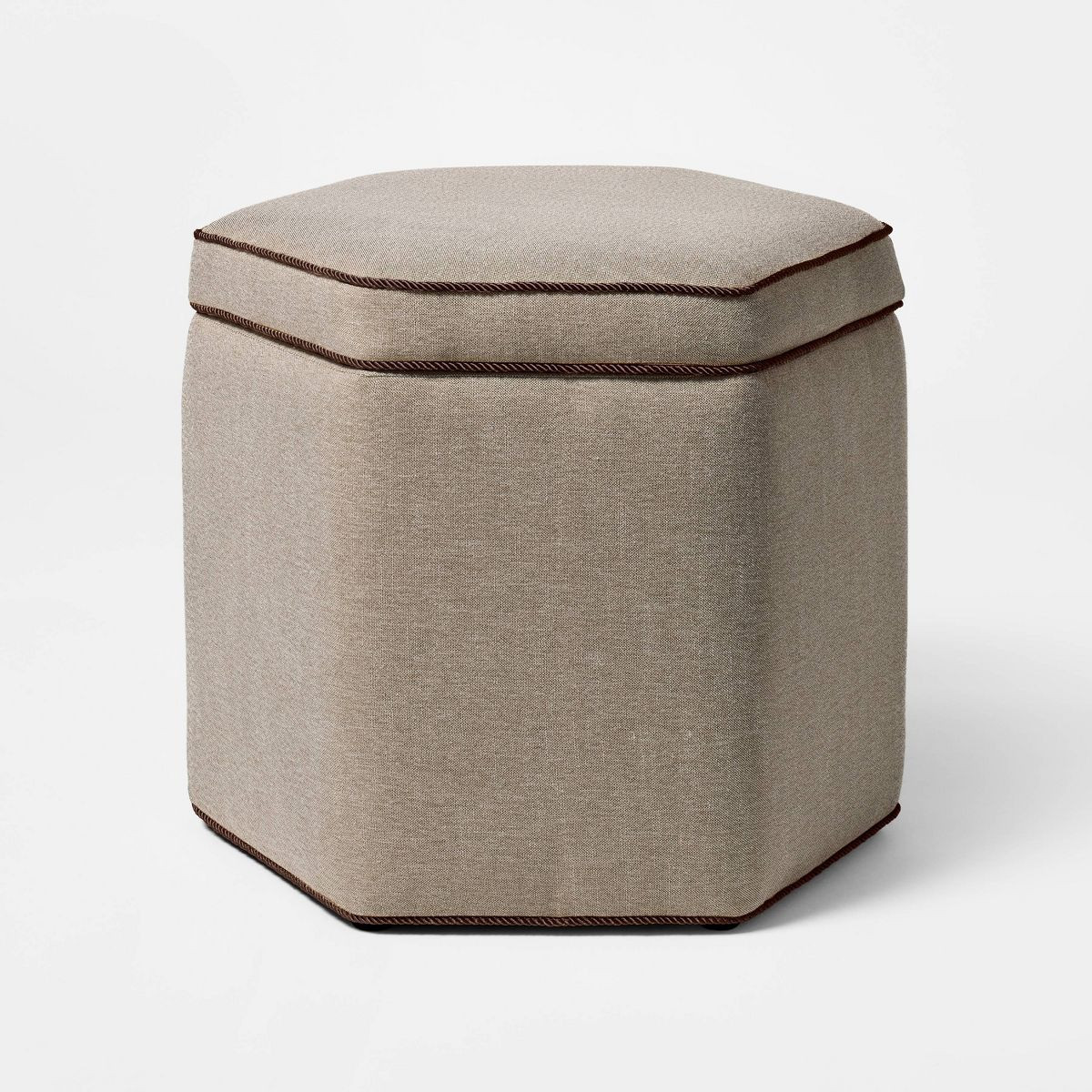Storage Ottoman with Twisted Piping Detail Brown Linen - Threshold™ designed with Studio McGee | Target