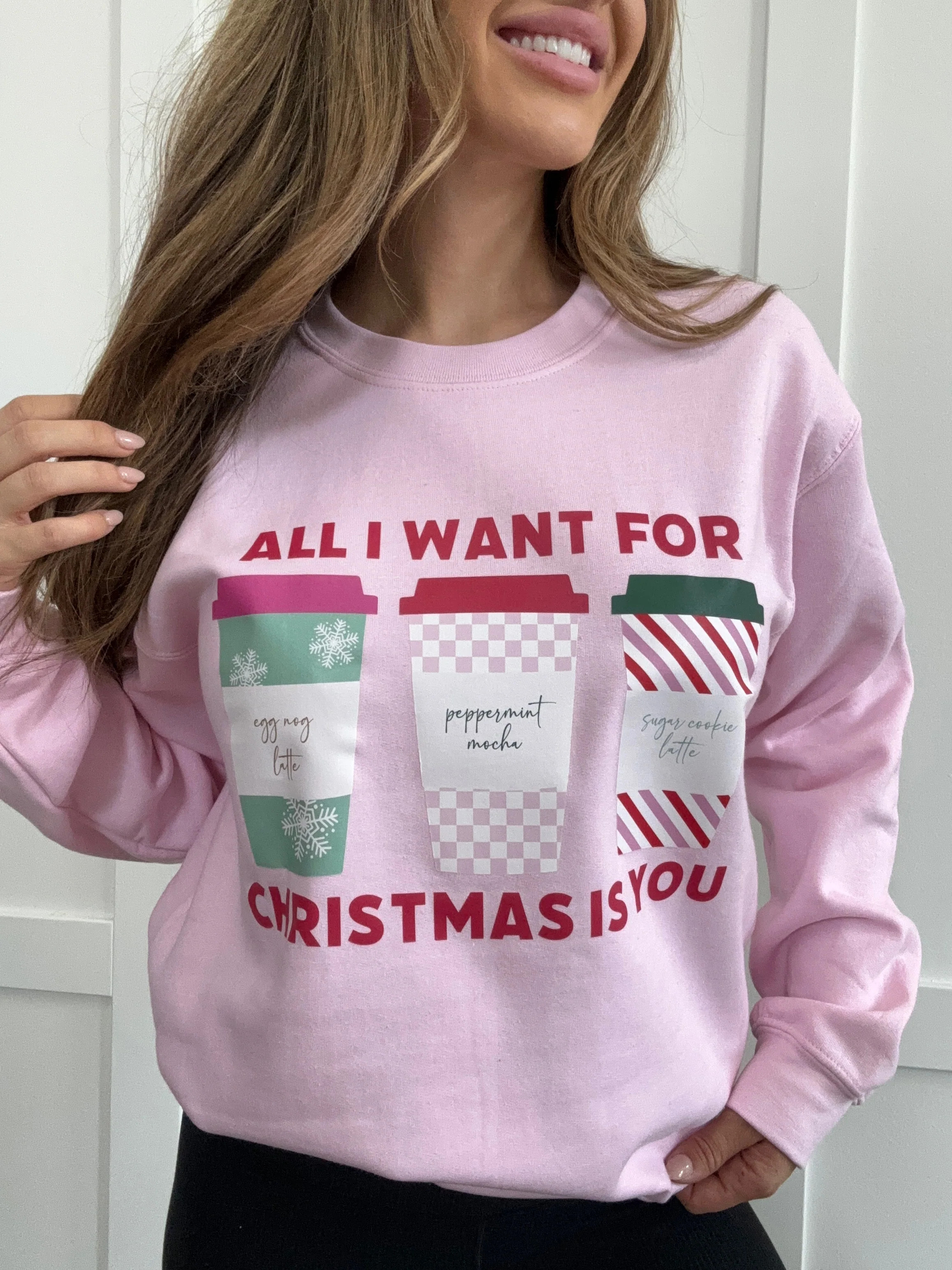 All I want For Christmas Is Coffee Graphic Crewneck | Willow Boutique