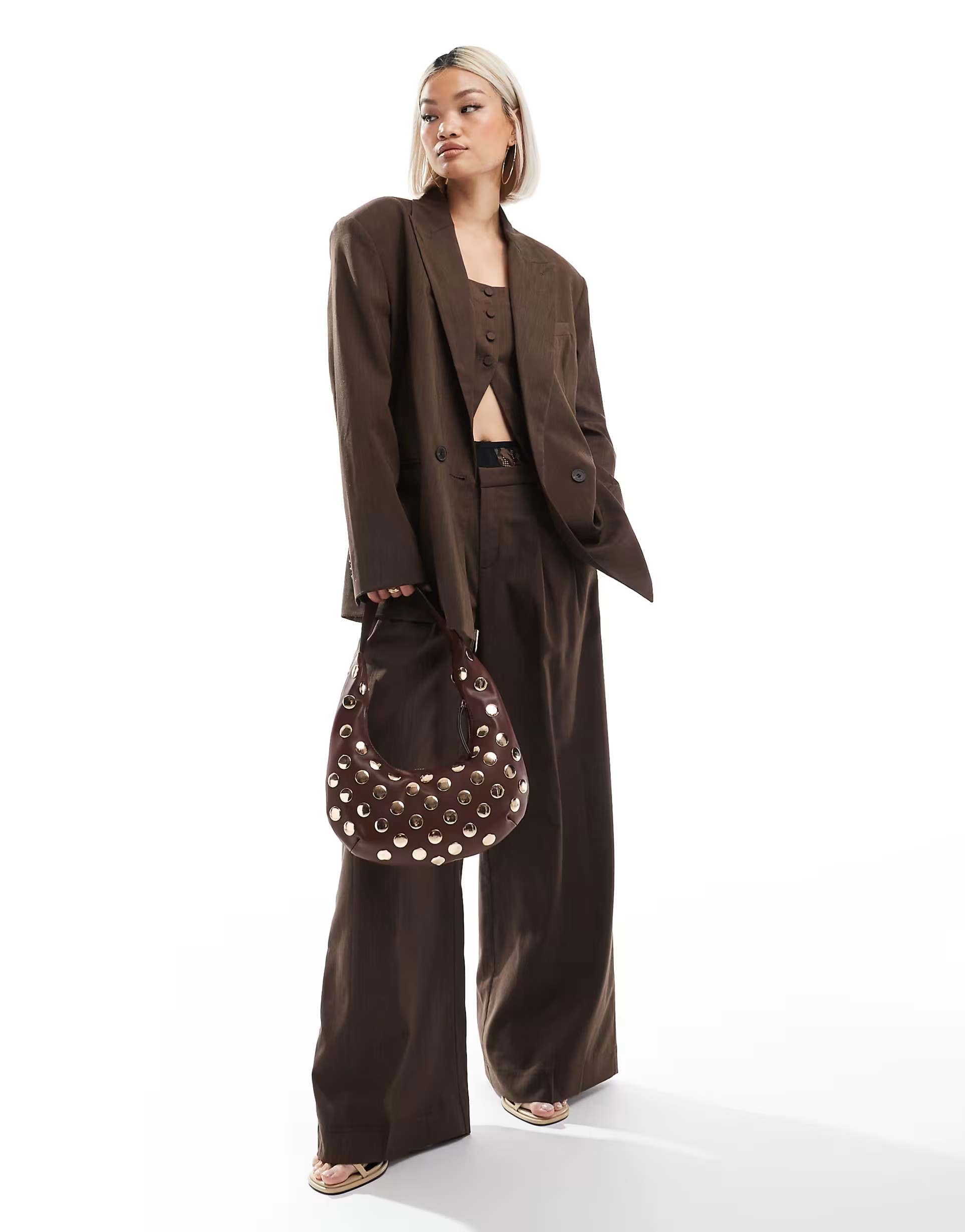 Bershka ultra oversized blazer in brown | ASOS (Global)