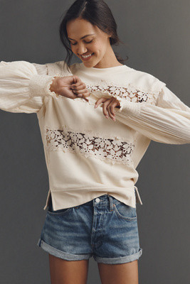 By Anthropologie Floral Cutwork Pullover | Anthropologie (US)