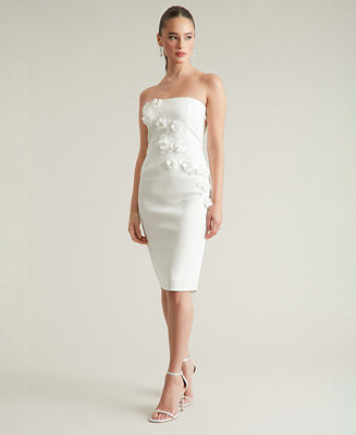 ivy + blu Women's Embellished 3D Floral Appliqué Strapless Dress - Macy's | Macy's