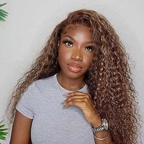 VSHOW Highlight Water Wave HD Transparent Lace Front Wigs Human Hair Pre Plucked 20 Inch 180% Den... | Amazon (US)