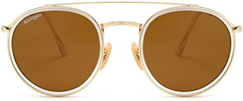 Retro Round Sunglasses for Women Men Double Bridge UV400 Protection | Amazon (US)