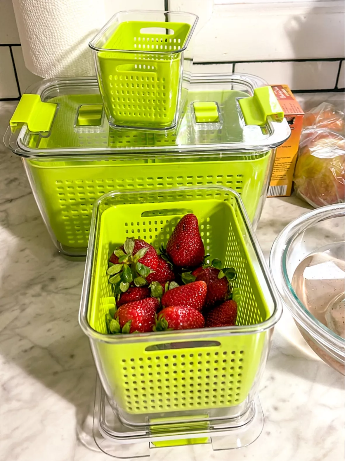 Luxear Fresh Food Storage Containers, 3 Pack Fridge Storage