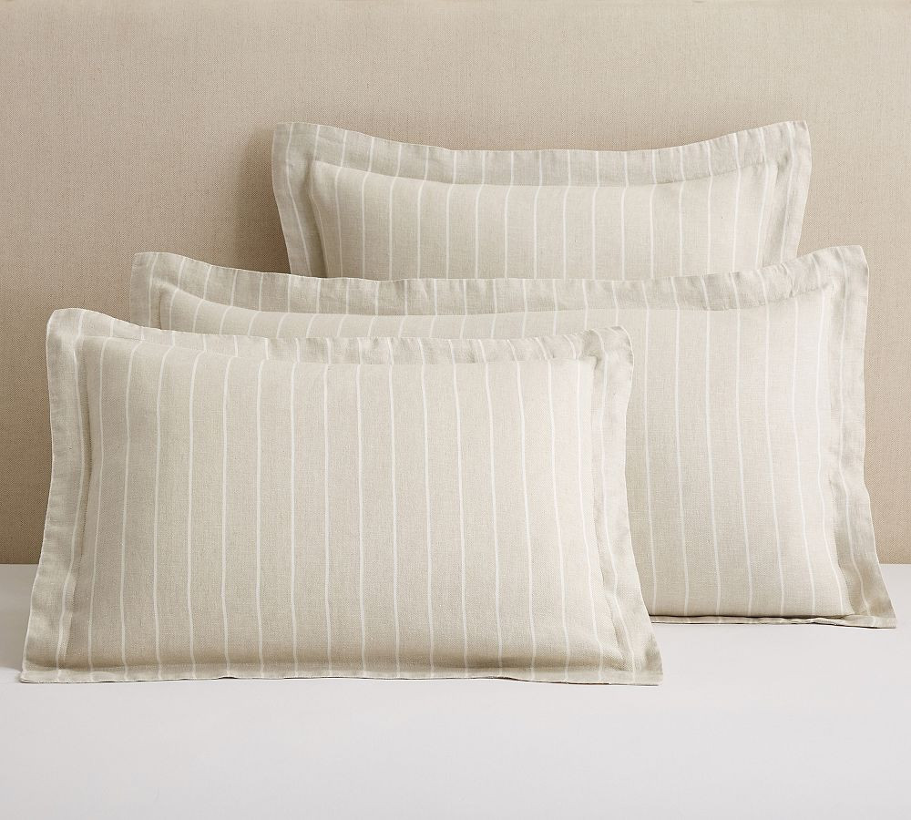 Belgian Flax Linen Striped Sham | Pottery Barn (US)