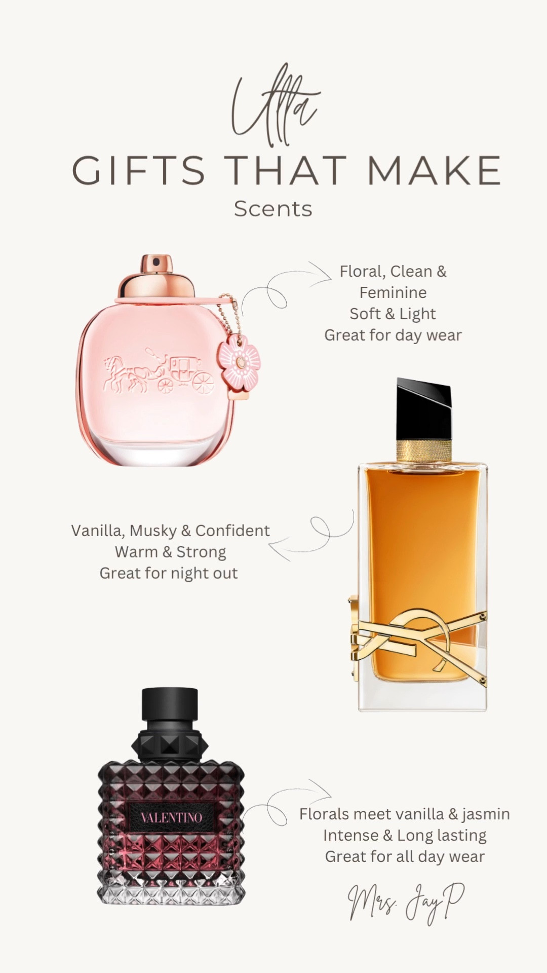 Gifts that make scents 🌺 🌹 

A touch up of soft floral during the day or a statement scent for those nights out. These are my top three picks! 
Coach, Yves Saint Laurent, Valentino.



#LTKGiftGuide #LTKBeauty #LTKSaleAlert
