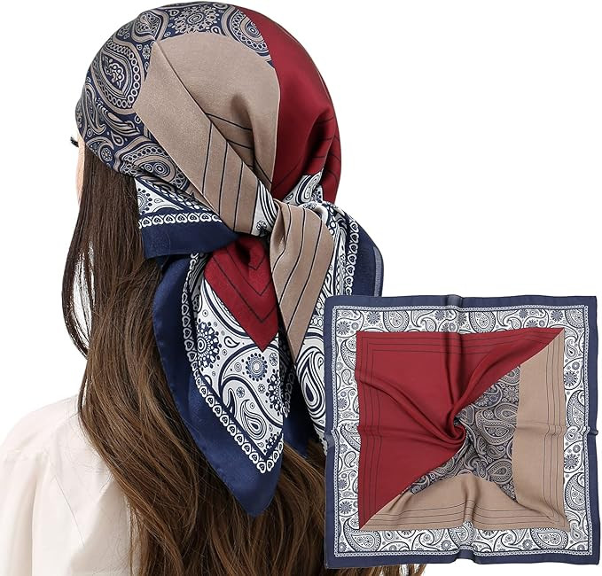RIIQIICHY Women Head Hair Scarf Like Satin Silk Scarf Sleeping Hair Wrapping Night 27.5" | Amazon (US)
