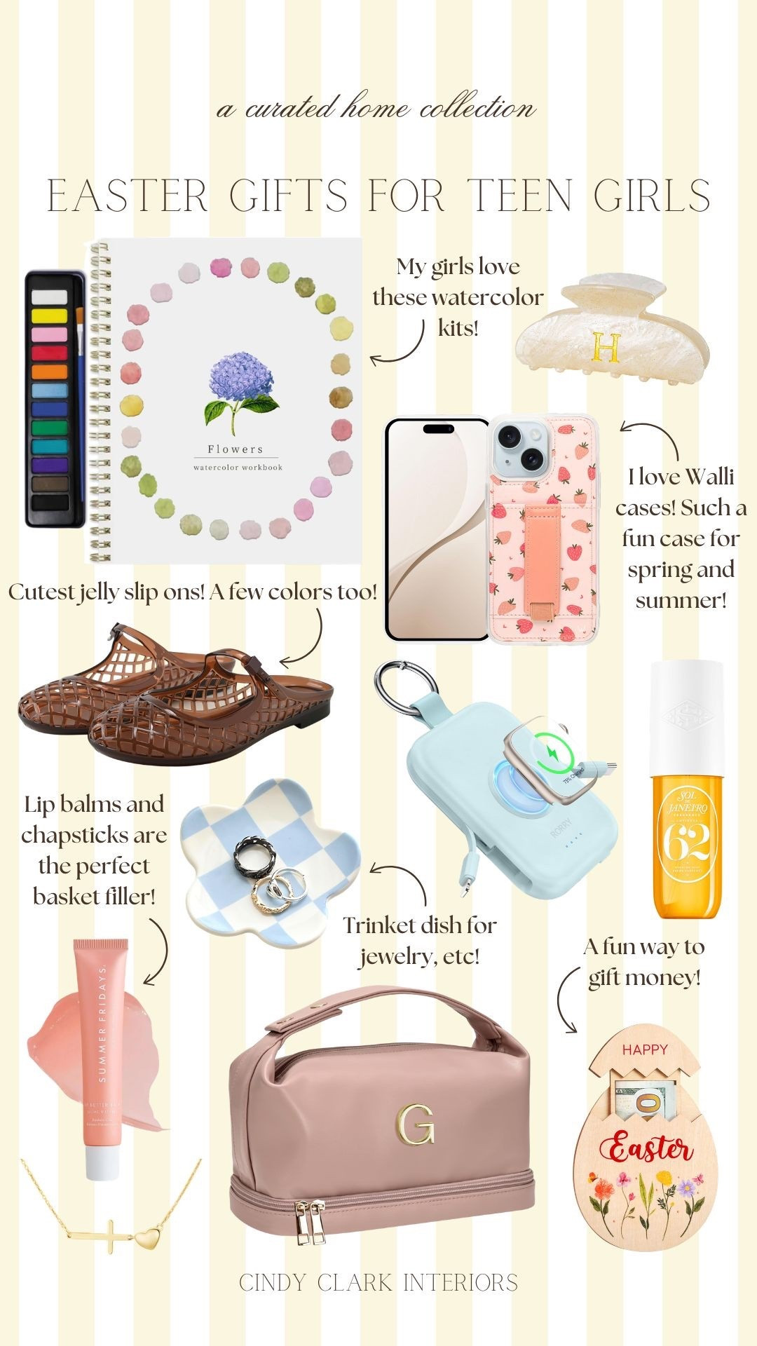 Easter gift ideas for the teen girls! So many of these picks are personal favorites of both my girls (and myself too)! The most fun watercolor book, walli cases, perfume, jewelry and makeup accessories, jelly shoes, and more! 