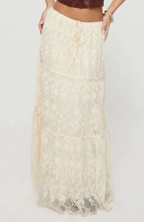 Princess Polly Lace Tiered Maxi Skirt in Light Beige at Nordstrom, Size 4 | Nordstrom
