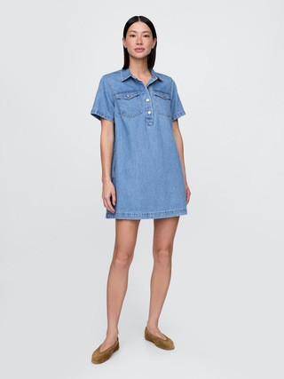 UltraSoft Denim Popover Mini Dress | Gap (US)