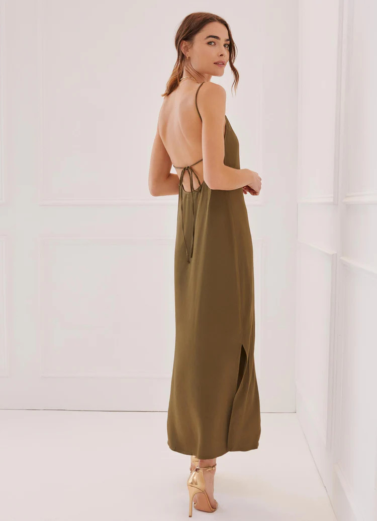 Silky Essential Slip Dress Olive | Something Navy | Something Navy