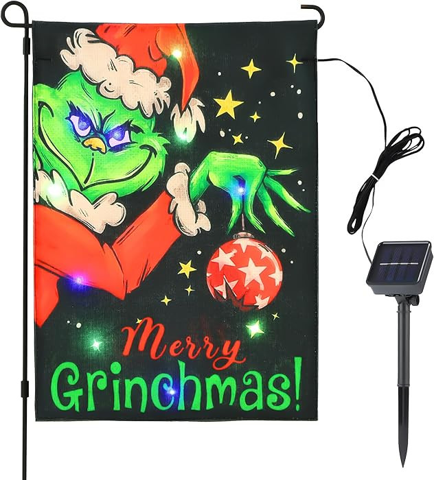 Lighted Christmas Garden Flag 12 x 18 Inch Double Sided for Outside,Solar Light Up Merry Christma... | Amazon (US)