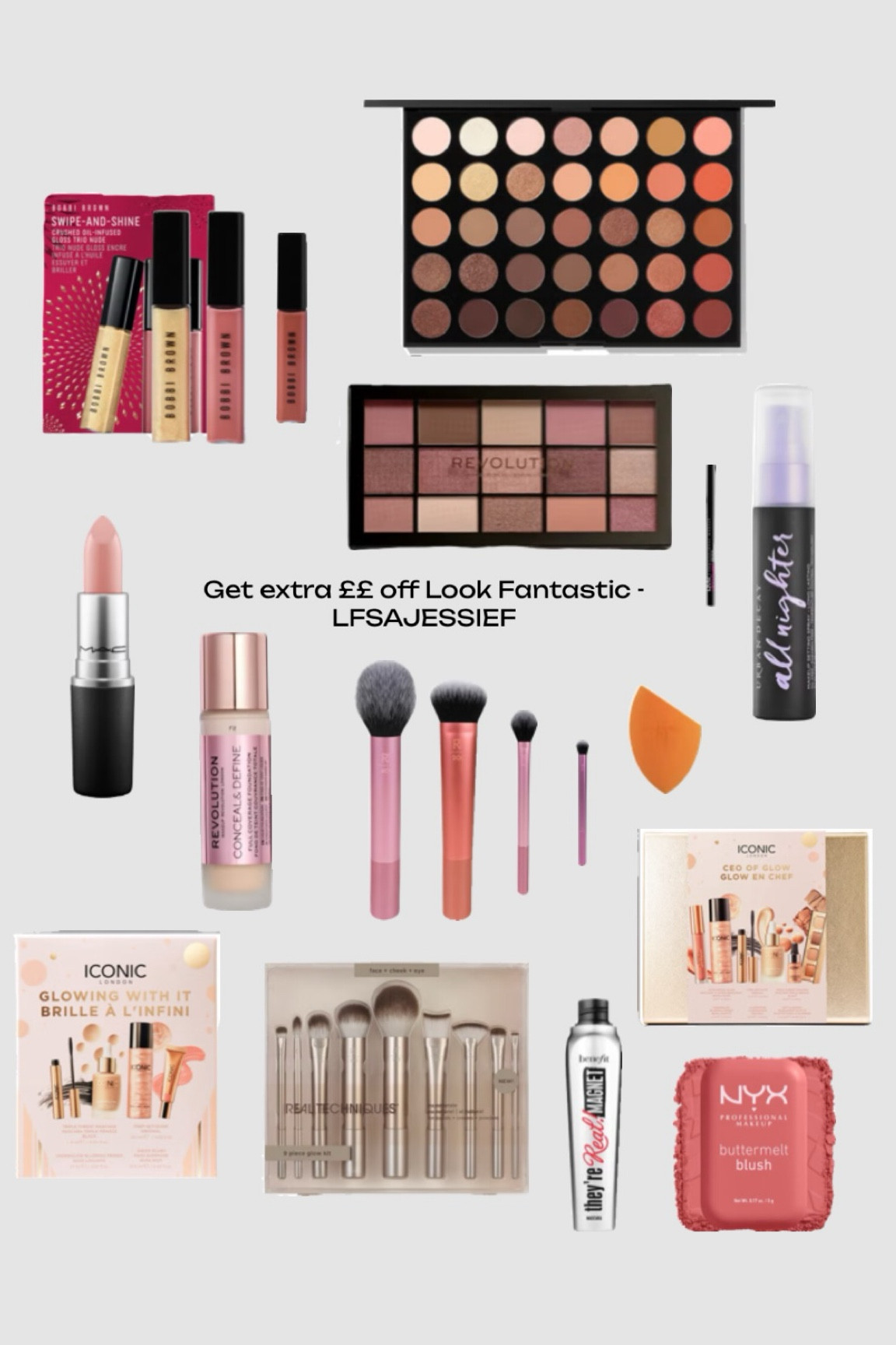 Use code LFSAJESSIEF to get EXTRA £££ off Look Fantastic 💖

Last minute gifts for her ✨🎄

• gift guide make up eyeshadow palette nude lipstick mac real technique brushes up all night setting spray benefit mascara gift set gifts for teens gifts for mums gifts for daughters sisters blusher Nyx make up revolution foundation beauty present ideas Bobby brown •

#LTKpartywear #LTKgiftguide #LTKgrwm