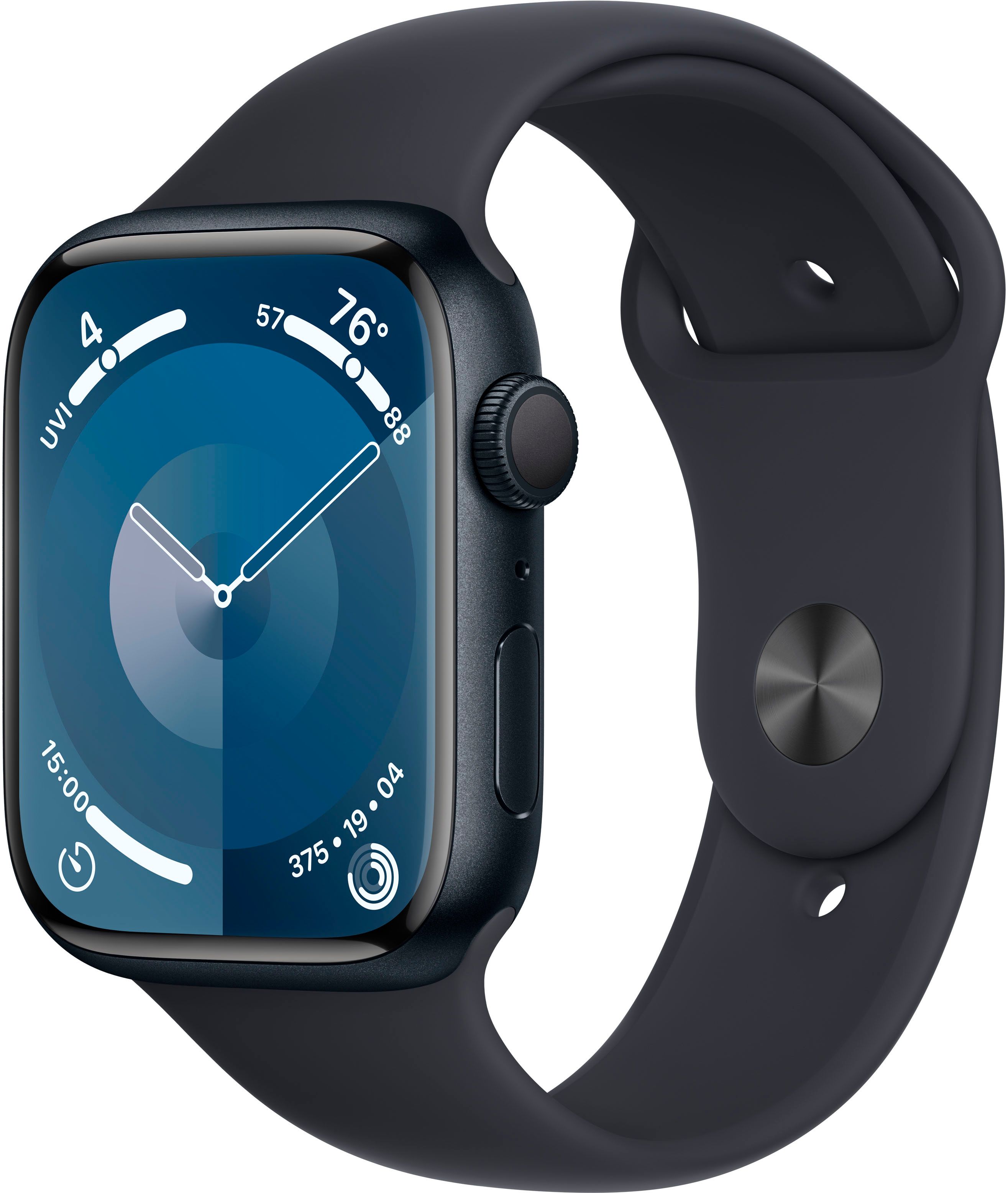 Apple Watch Series 9 (GPS) 45mm Midnight Aluminum Case with Midnight Sport Band M/L Midnight MR9A... | Best Buy U.S.