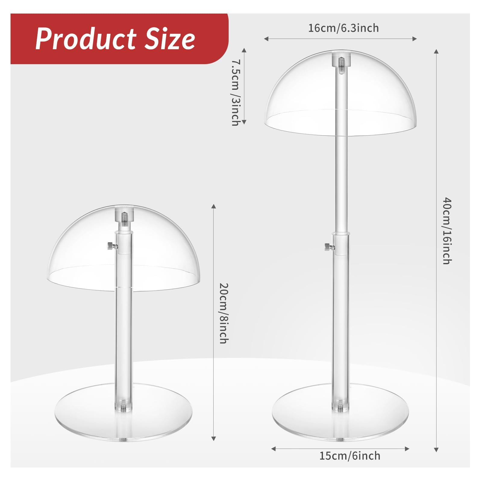 Clear Acrylic Hat Display Stand Height Adjustable, Countertop Domed Hat Holder for Baseball Caps ... | Amazon (US)