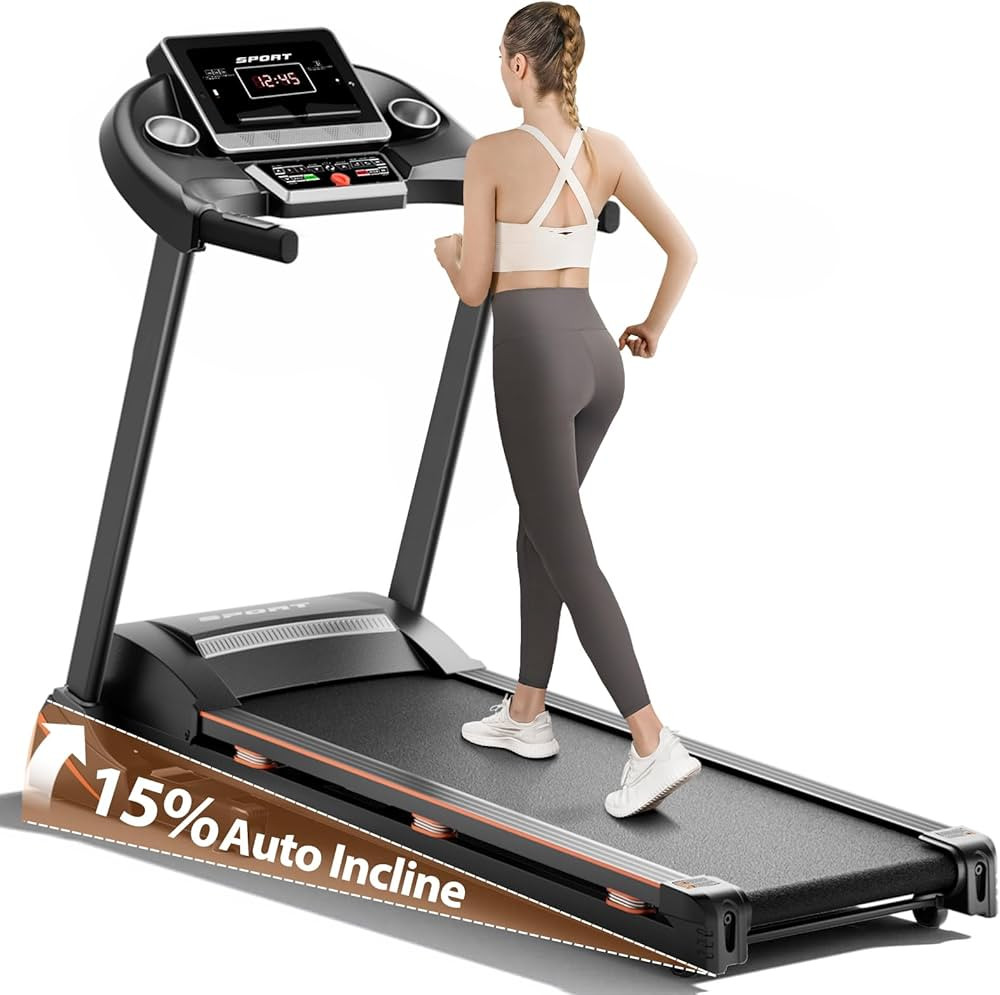 Treadmills for Home, Treadmill with 0-15% Auto Incline, 3HP Folding Treadmills for Running Walkin... | Amazon (US)
