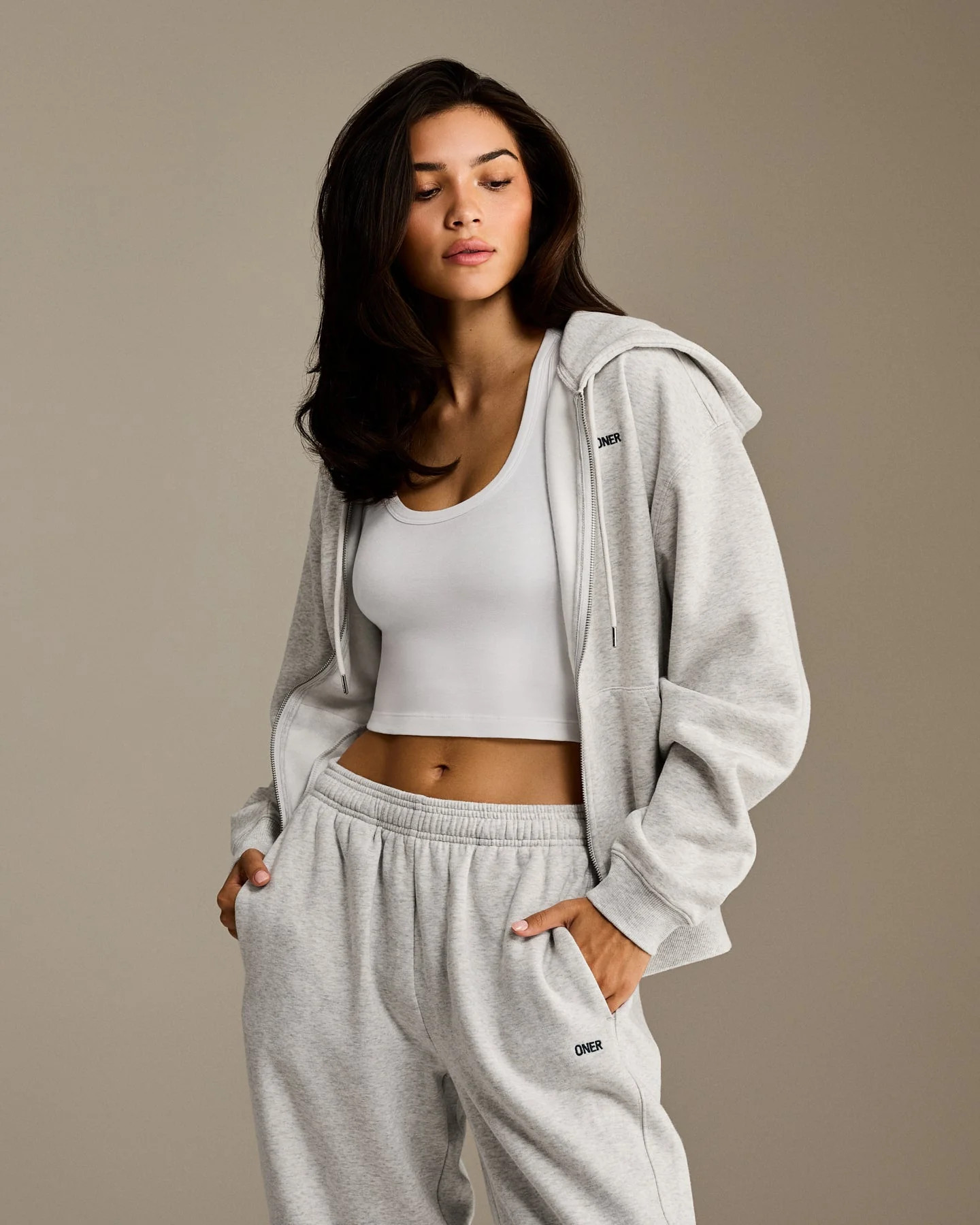 Foundations Oversized Straight Leg Joggers 
 Light Grey Marl | Oner Active (UK / US)