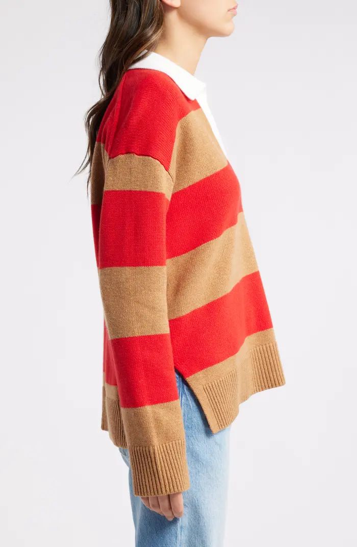 Harris Stripe Cotton, Wool & Cashmere Polo Sweater | Nordstrom