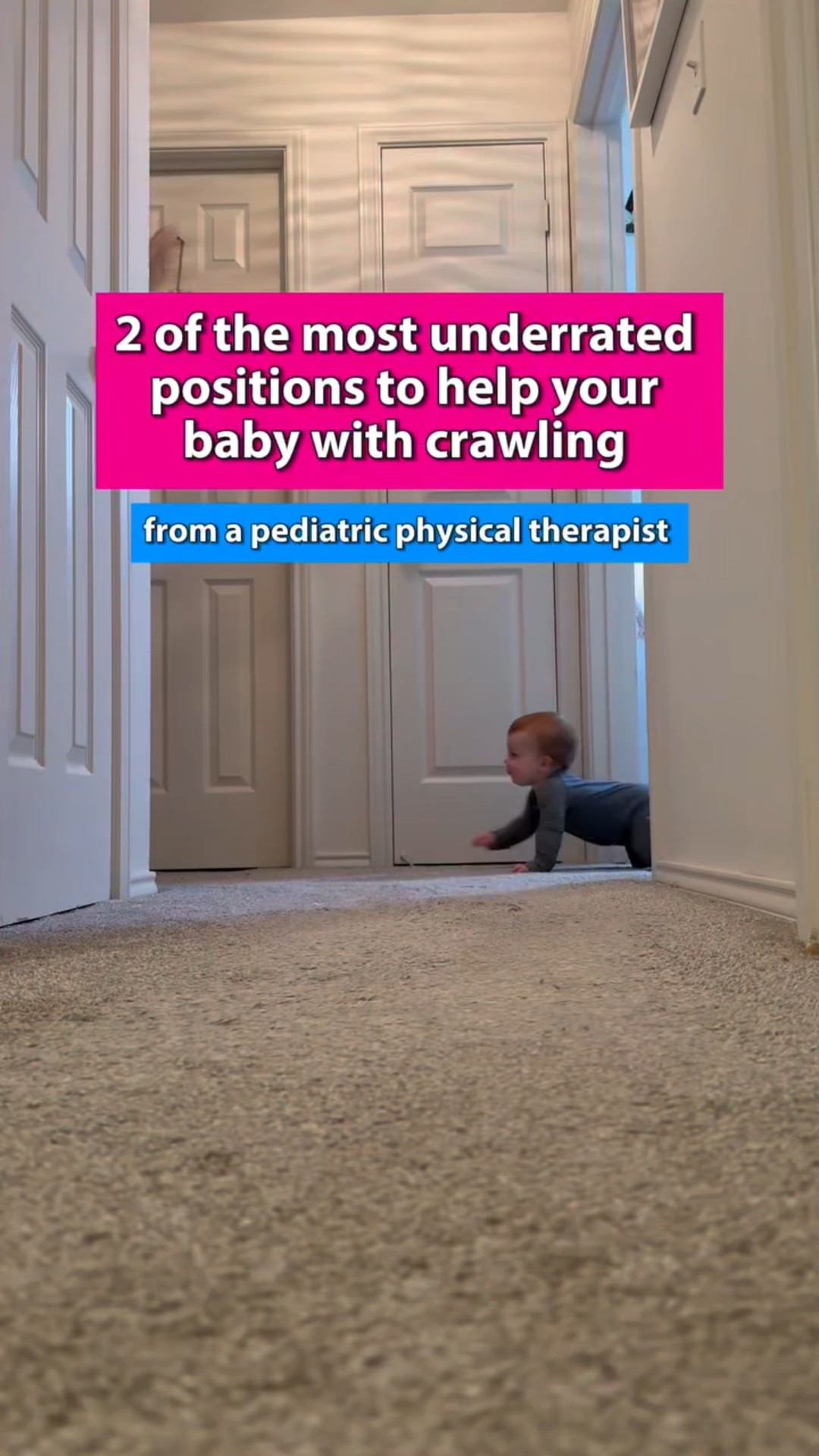 Two underrated positions that help your baby learn to crawl 👶🏼⬇️

Crawling typically develops around 8 to 11 months, but before babies start cruising across your floors, they need strength, rotation, and stability.

1️⃣ Modified hands and knees
Hands on a support surface (couch, box, low step), knees on the floor.
This position builds shoulder stability, core strength, and weight bearing through the hands without requiring full body control yet. It’s a stepping stone toward independent crawling.

2️⃣ Z sitting
One leg bent in front, one leg bent behind.
Unlike W sitting, Z sitting encourages trunk rotation and weight shifting. That rotation is HUGE for crawling because crawling is not just forward movement, it is coordinated cross body movement.

Why crawling matters 👇
Crawling helps develop:
• Bilateral coordination
• Core strength
• Shoulder stability
• Protective reactions
• Visual motor integration

It lays the groundwork for walking, climbing, and even fine motor skills later on.

Save this for pre crawling ideas and share with a mama in the crawling stage 💕

#babymilestone #babycrawling #developmentalmilestones #babytips #babydevelopment