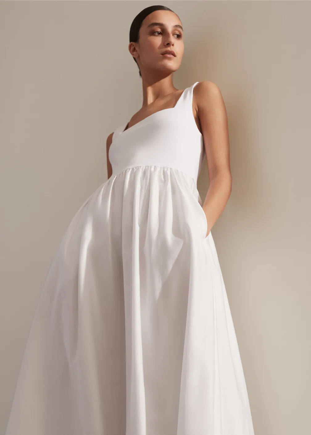 Mixed Media Square Neck Maxi Dress | ME+EM Global (Excluding US)