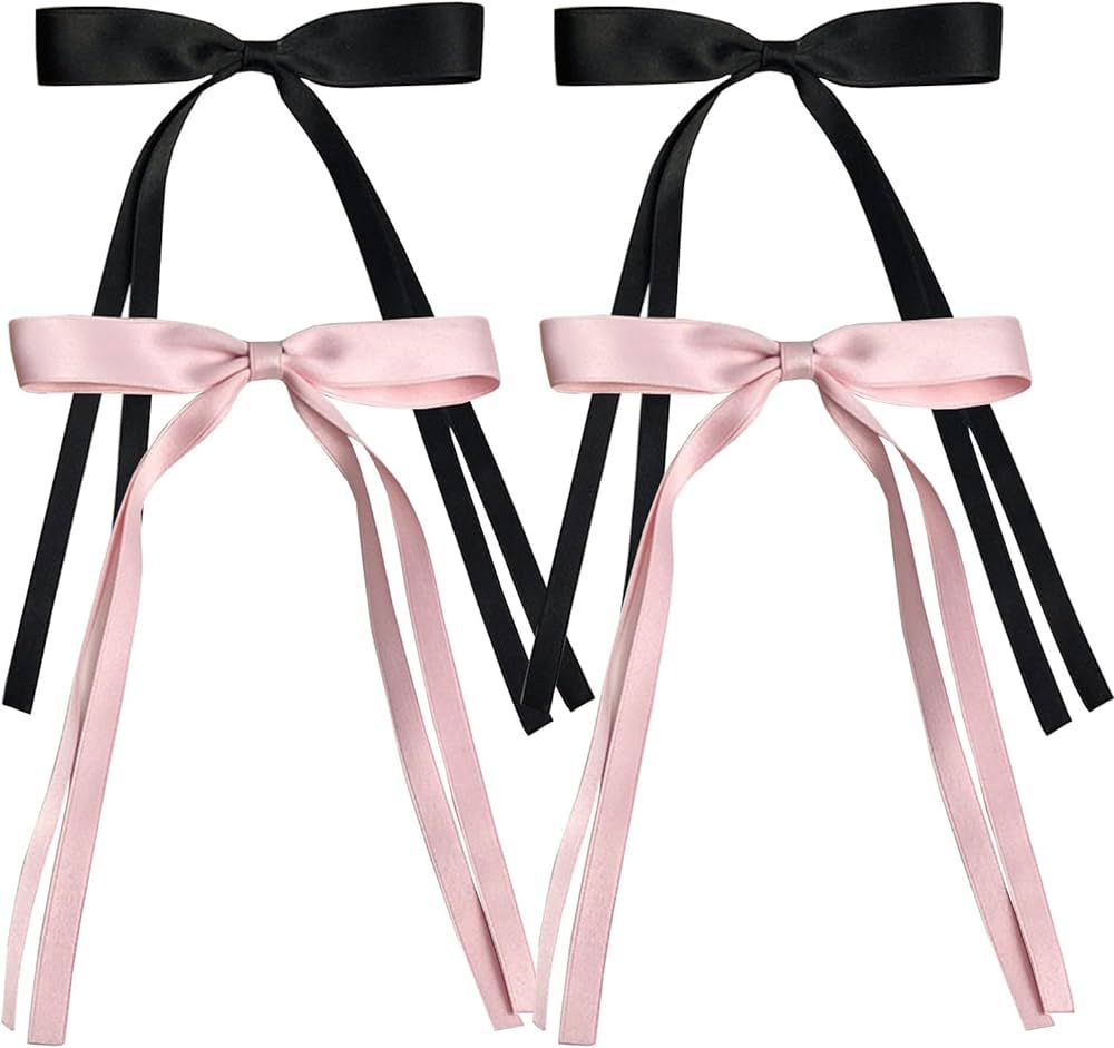 SALOCY Hair Ribbon for Women Girls,4 PCS Hair Ribbons Hair Bows Clips With Long Tail,Big Ribbon B... | Amazon (US)