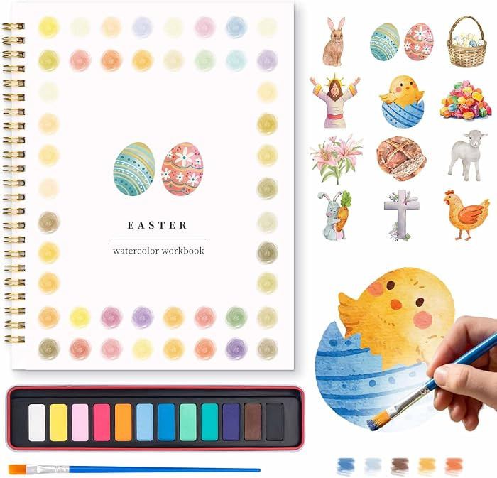 Watercolor Workbook - Beginner Friendly Watercolor Kit with 12 Colors Paint Set, Brush & Coloring... | Amazon (US)