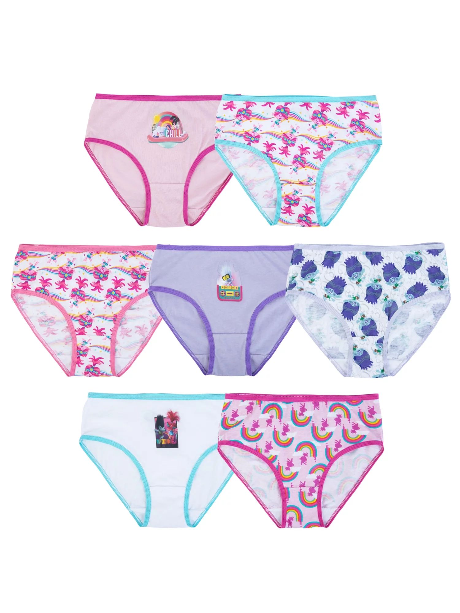 Girls Trolls 7 Pack Character Underwear, Size 4-8 | Walmart (US)