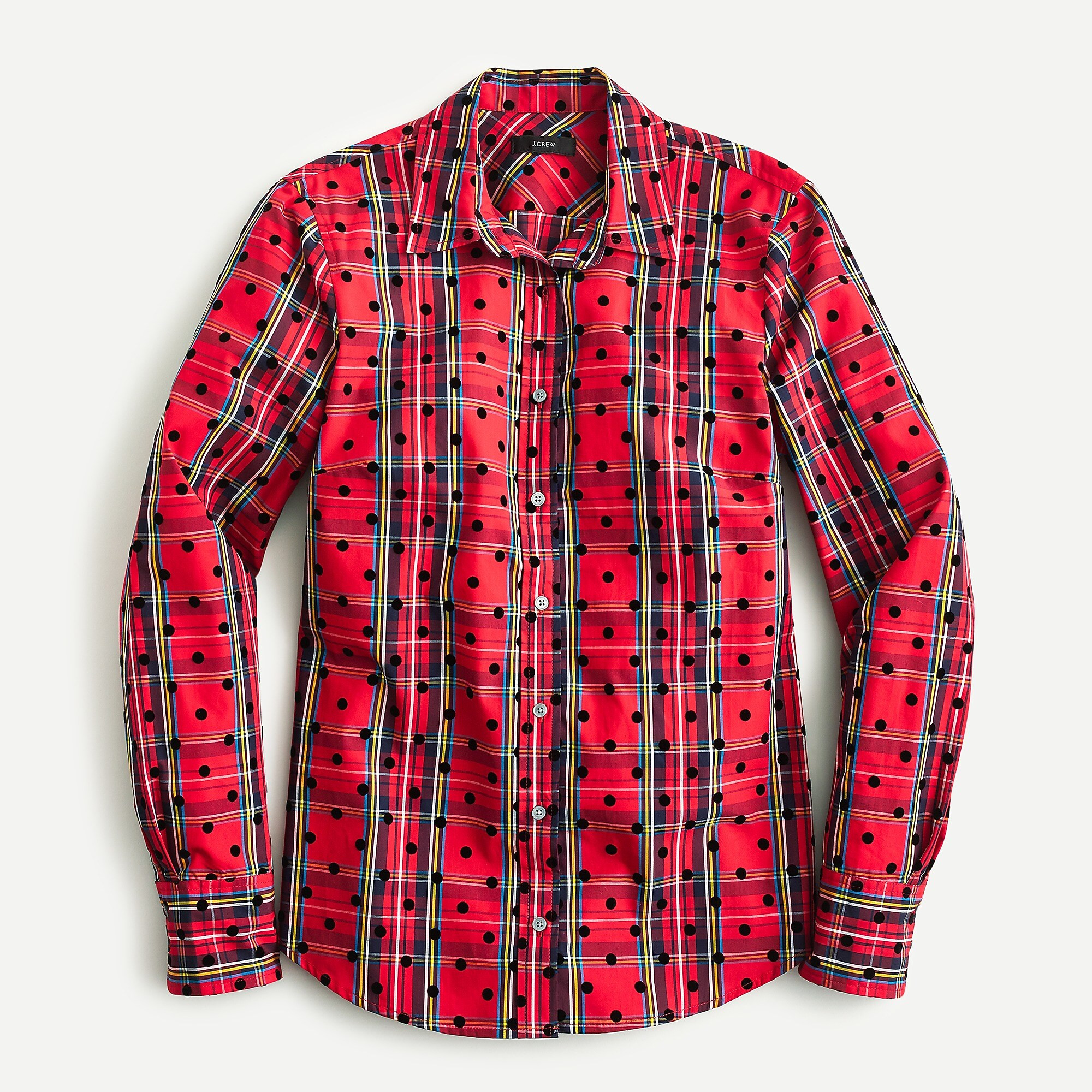 Slim perfect shirt in red Stewart tartan with velvet dots | J. Crew US