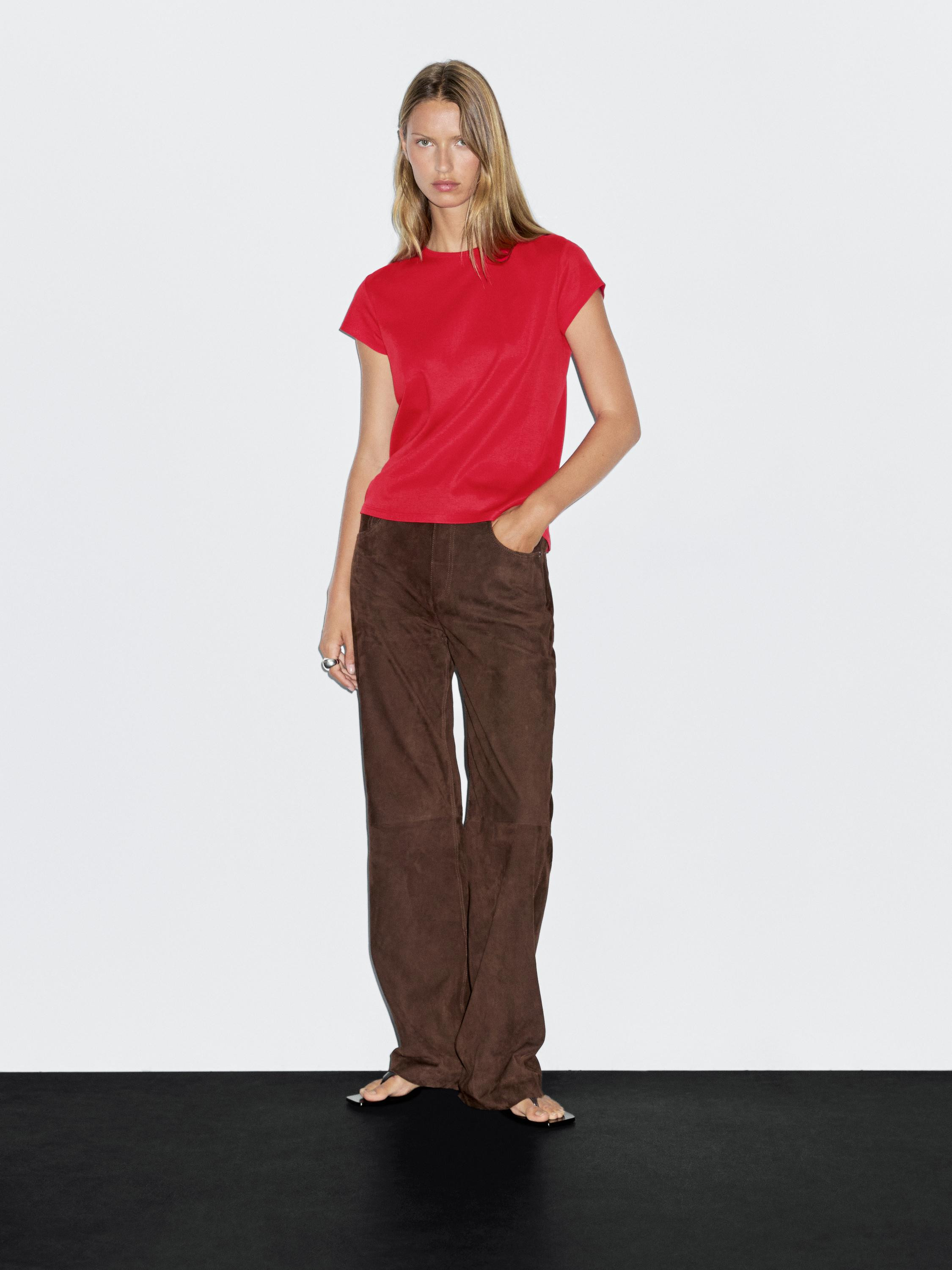 100% mercerised cotton short sleeve T-shirt | Massimo Dutti UK