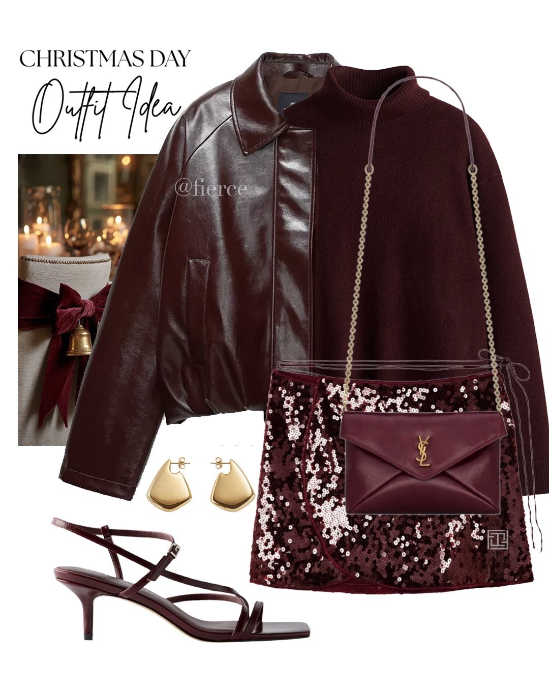 Burgundy leather jacket burgundy sequin mini skirt burgundy strappy sandals burgundy roll neck jumper Christmas party look 

#LTKuk #LTKeurope #LTKfestive