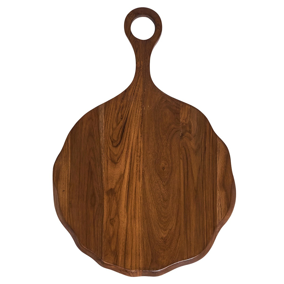 Juliska Puro Updated Traditional Brown Teak Round Serving Board | Kathy Kuo Home