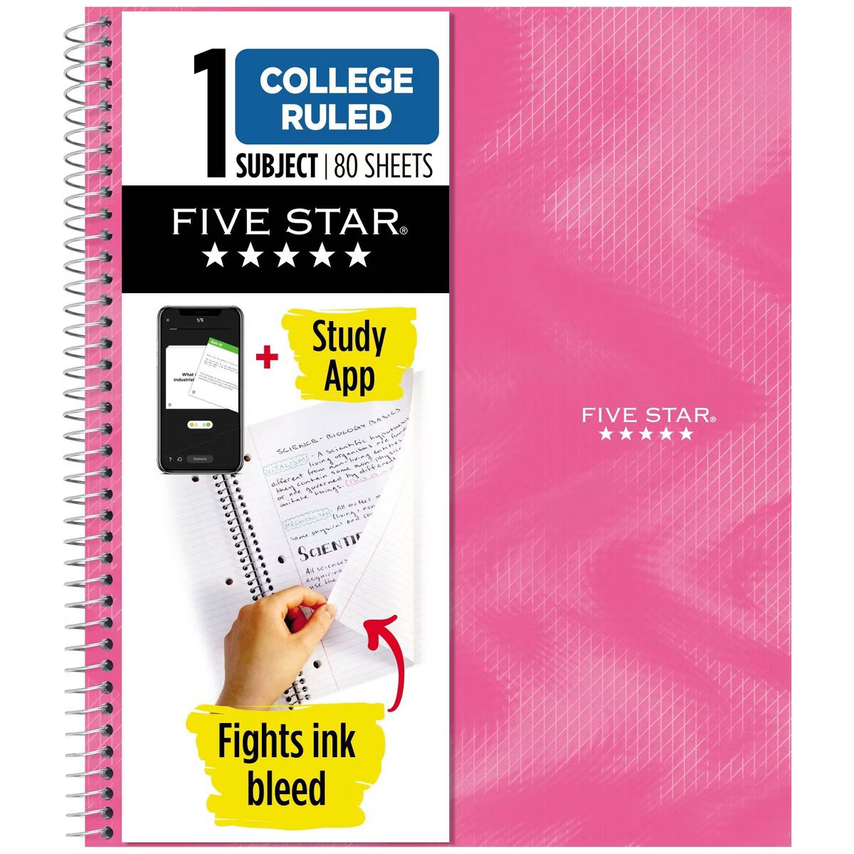 Five Star Active 1 Subject 80ct College Ruled Notebook Pink | Target