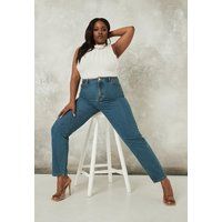 Plus Size Blue Washed Mom Jeans | Missguided (US & CA)