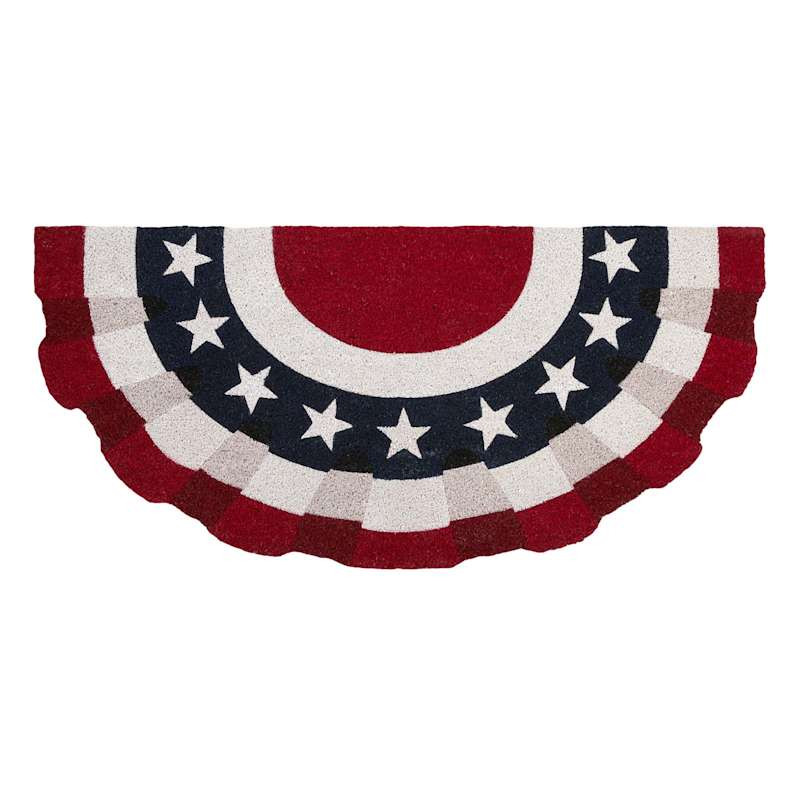 Homespun Red White & Blue Bunting Flag Slice Oversized Coir Mat, 22x47 | At Home