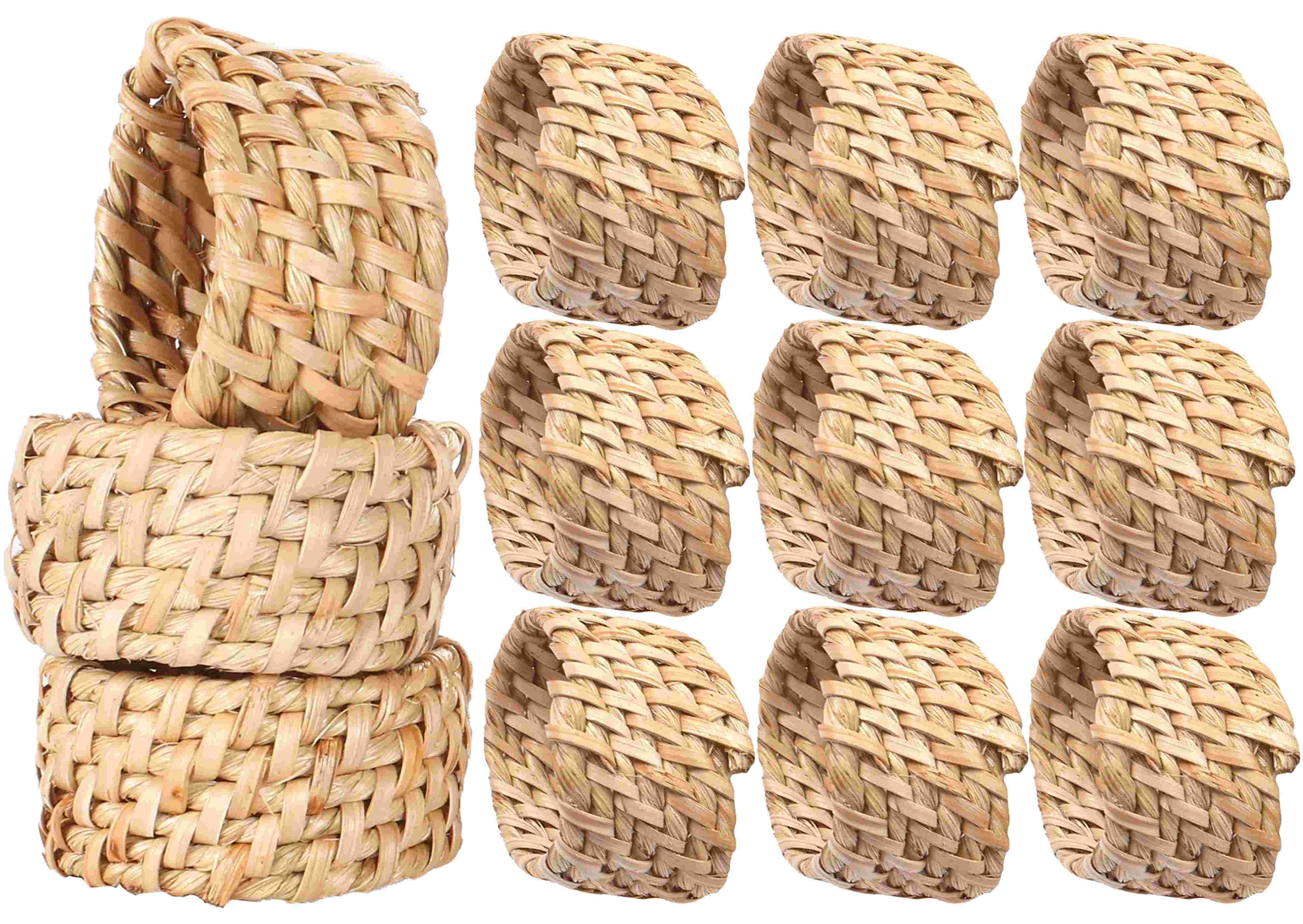 Pack of 12 Napkin Rings for Party Décor - Cane & Barn Napkin Holder (Round - Natural) | Walmart (US)