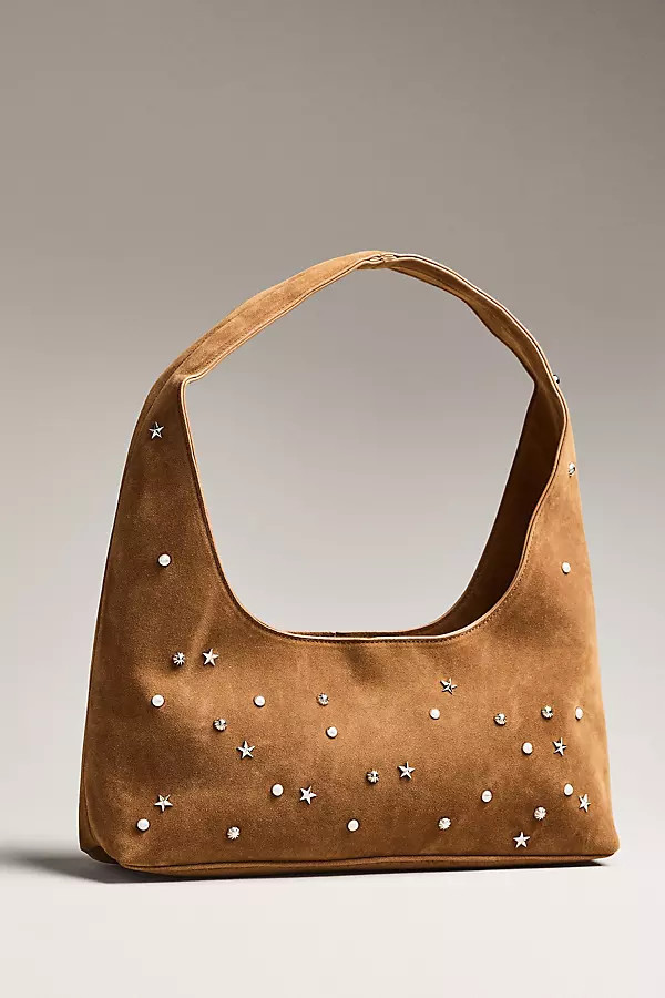 Reina Faux-Suede Studded Shoulder Bag | Anthropologie (US)
