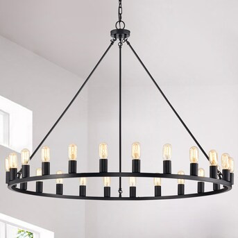 Warehouse of Tiffany 24-Light Matte Black Modern/Contemporary Dry rated Chandelier | Lowe's
