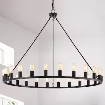 Warehouse of Tiffany 24-Light Matte Black Modern/Contemporary Dry rated Chandelier | Lowe's