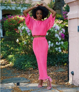 x Venita Aspen Eden Plisse Midi Crinkle Skirt | Dillard's