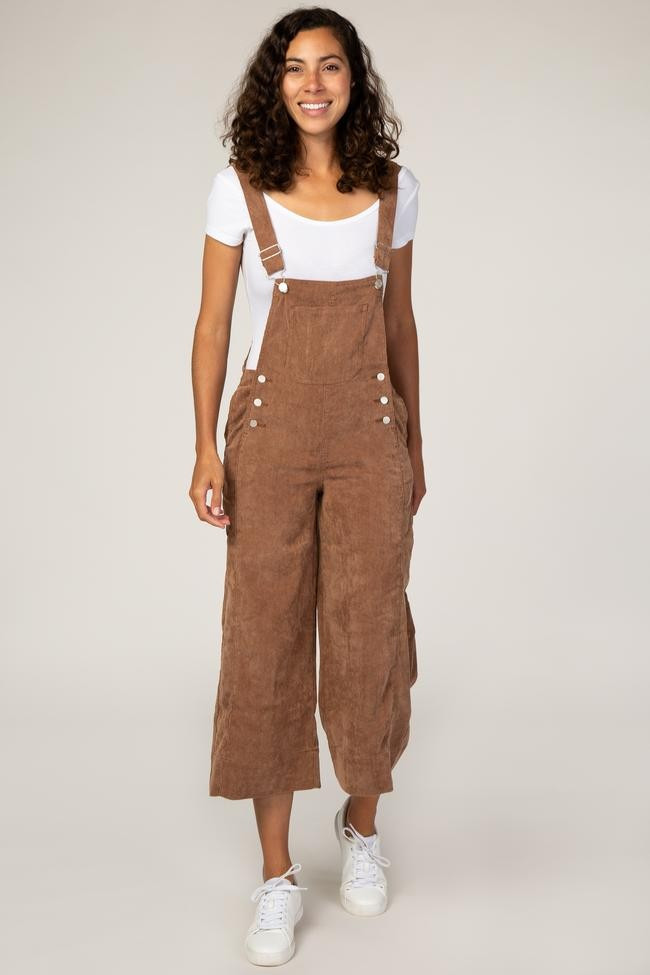 Waverleigh Mocha Corduroy Pocket Front Overalls | PinkBlush Maternity