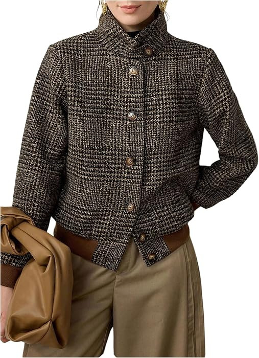 SOLY HUX Women's Elegant Jackets Plaid Button Down Blazer Casual Outerwear | Amazon (US)