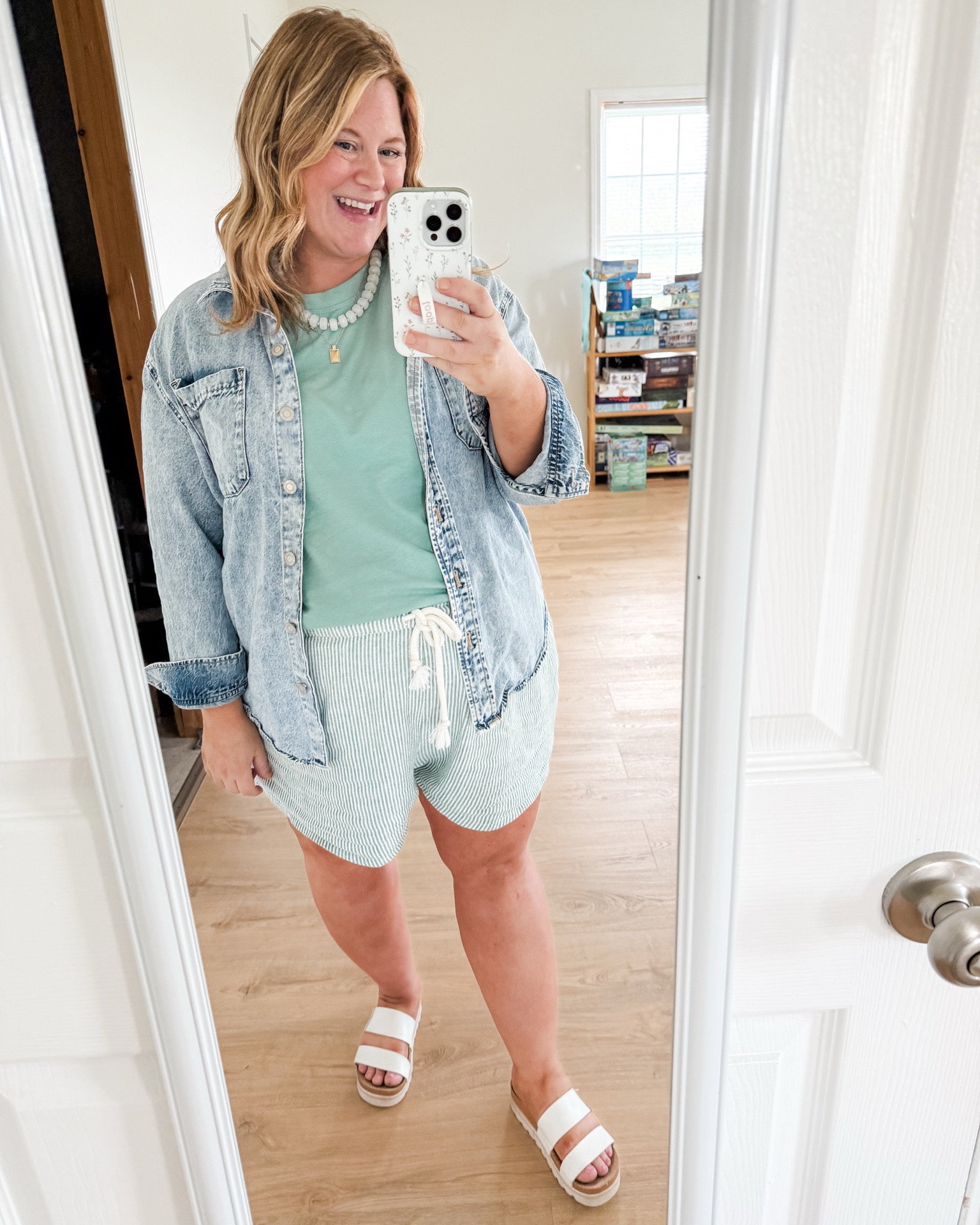 Wearing an XL in my tee and an XxL in my shorts (sized up for bump). Denim shirt is older so linking similar options.

#LTKootd #LTKBump #LTKMidsize