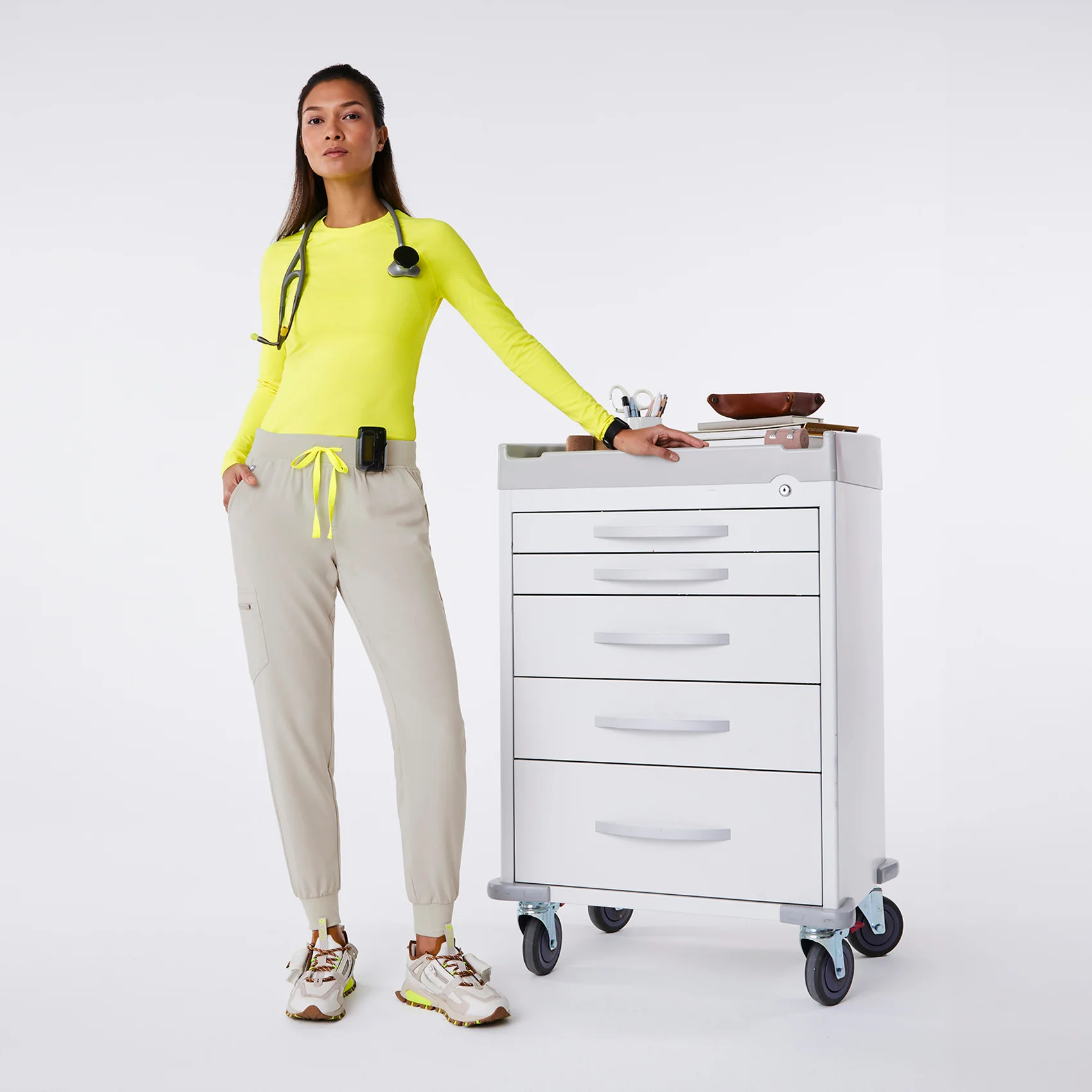 Women's Salta Seamless Longsleeve Underscrub - Neon Yellow · FIGS | FIGS