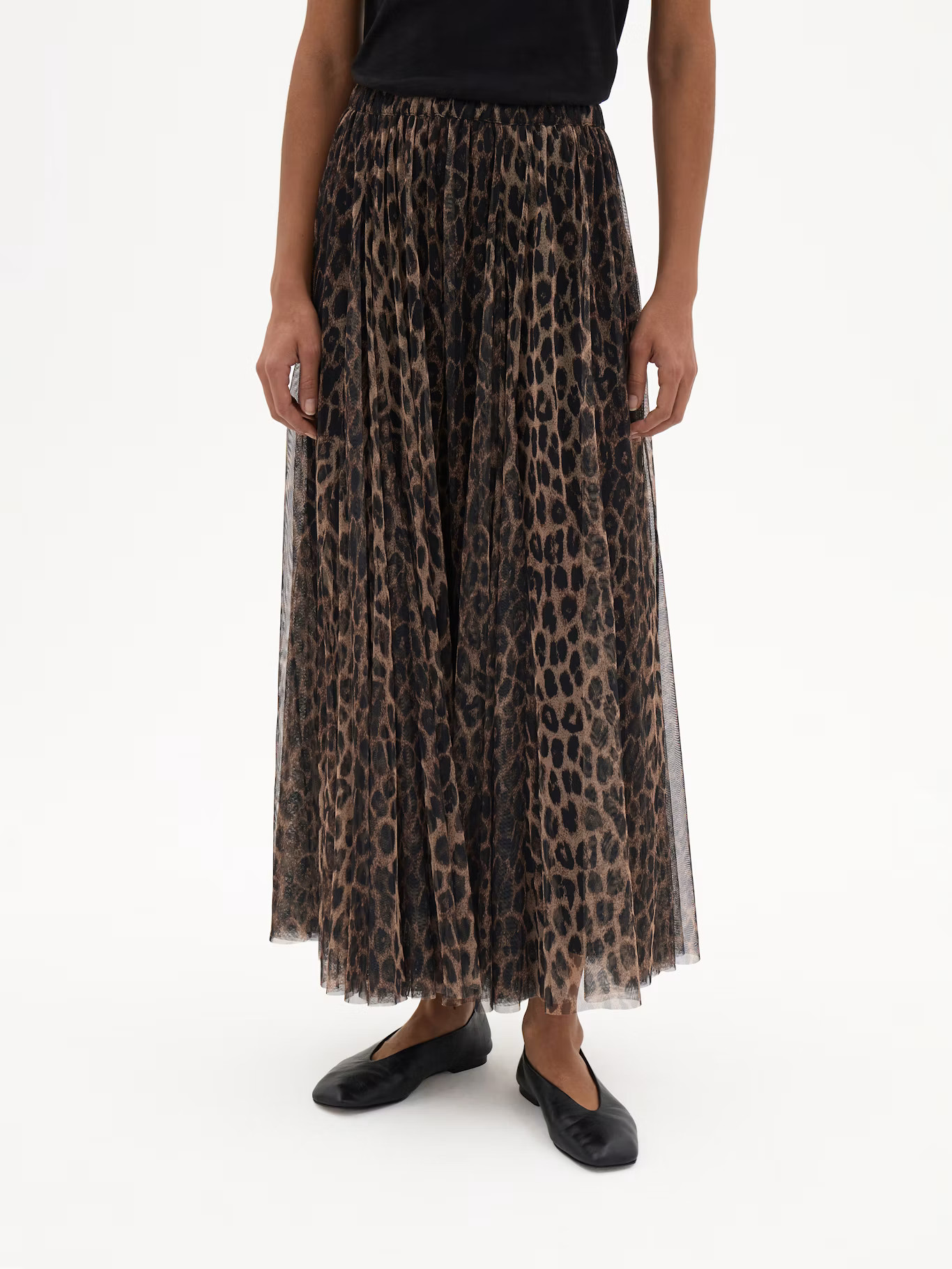Millie Tulle Maxi Skirt | Natural Leopard Brown | Hush UK