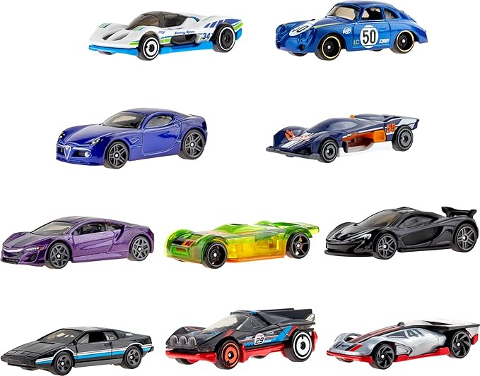 Hot Wheels Cars, 10-Pack of Toy Cars in 1:64 Scale, Set of 10 Hot Wheels Race Cars, Mix of Offici... | Amazon (US)
