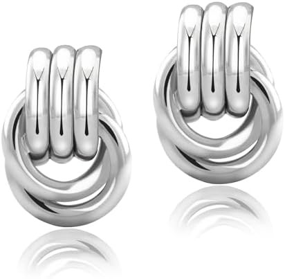 NIXMAX Chunky Gold Knot Earrings Statement Earrings for Women Gold Plated Dupes Geometric Dangle ... | Amazon (US)