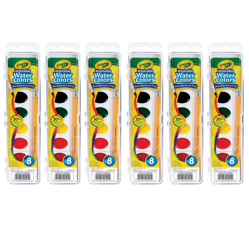 Crayola Semi-Moist Washable Watercolor Set, 8 Colors Per Set, 6 Sets | Oriental Trading Company
