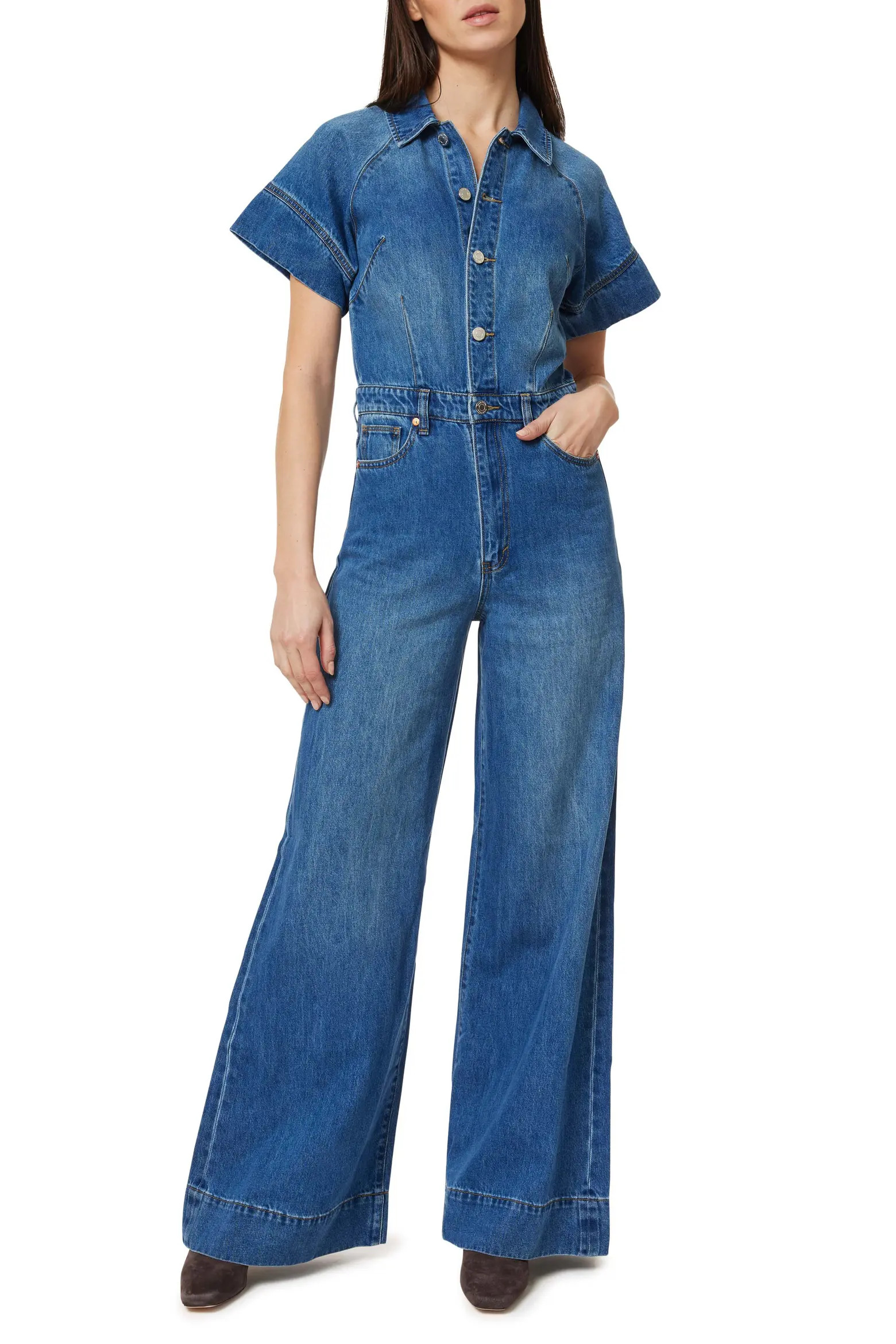 Habitual Flare Leg Denim Jumpsuit (Women) | Nordstrom | Nordstrom