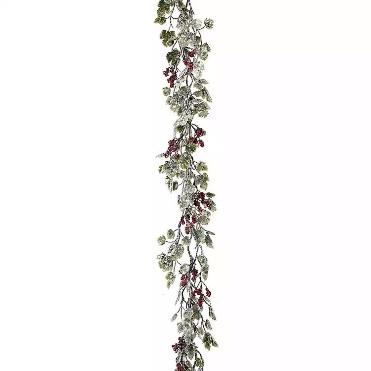 Frosted Grape Leaf and Berry Christmas Garland | Kirkland's Home